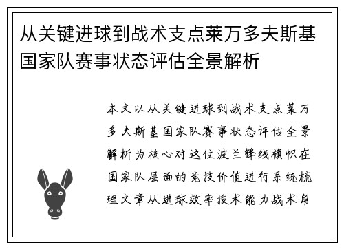 从关键进球到战术支点莱万多夫斯基国家队赛事状态评估全景解析